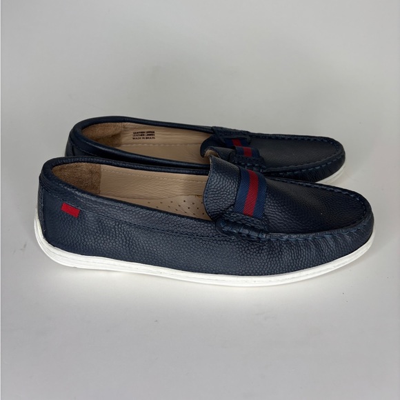 $155 Marc Joseph Womens Leather Grainy Loafers Women Size 4.5 Blue Slip Ons